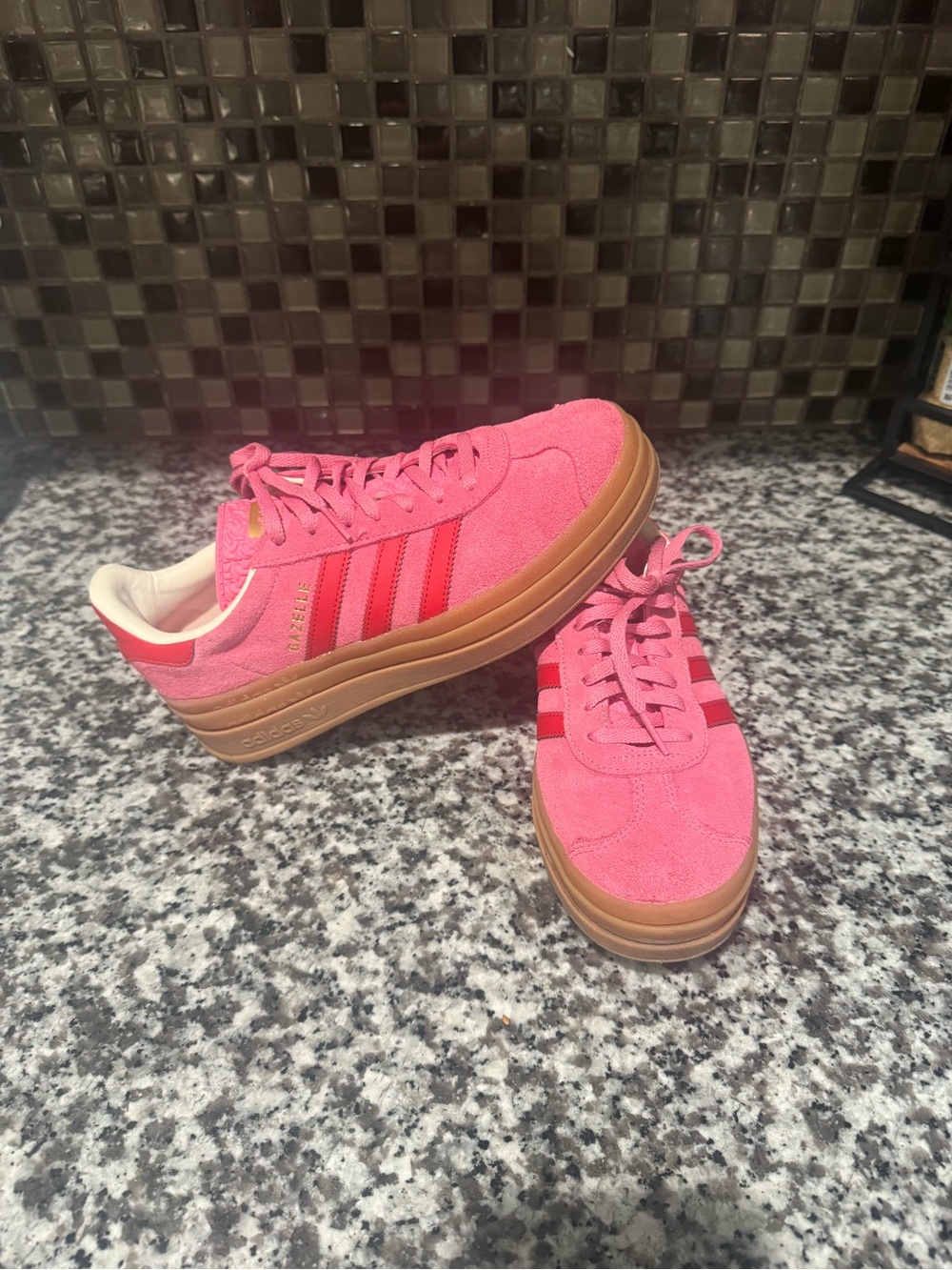 adidas Pink Suede Low-Top Sneakers with Gum Sole